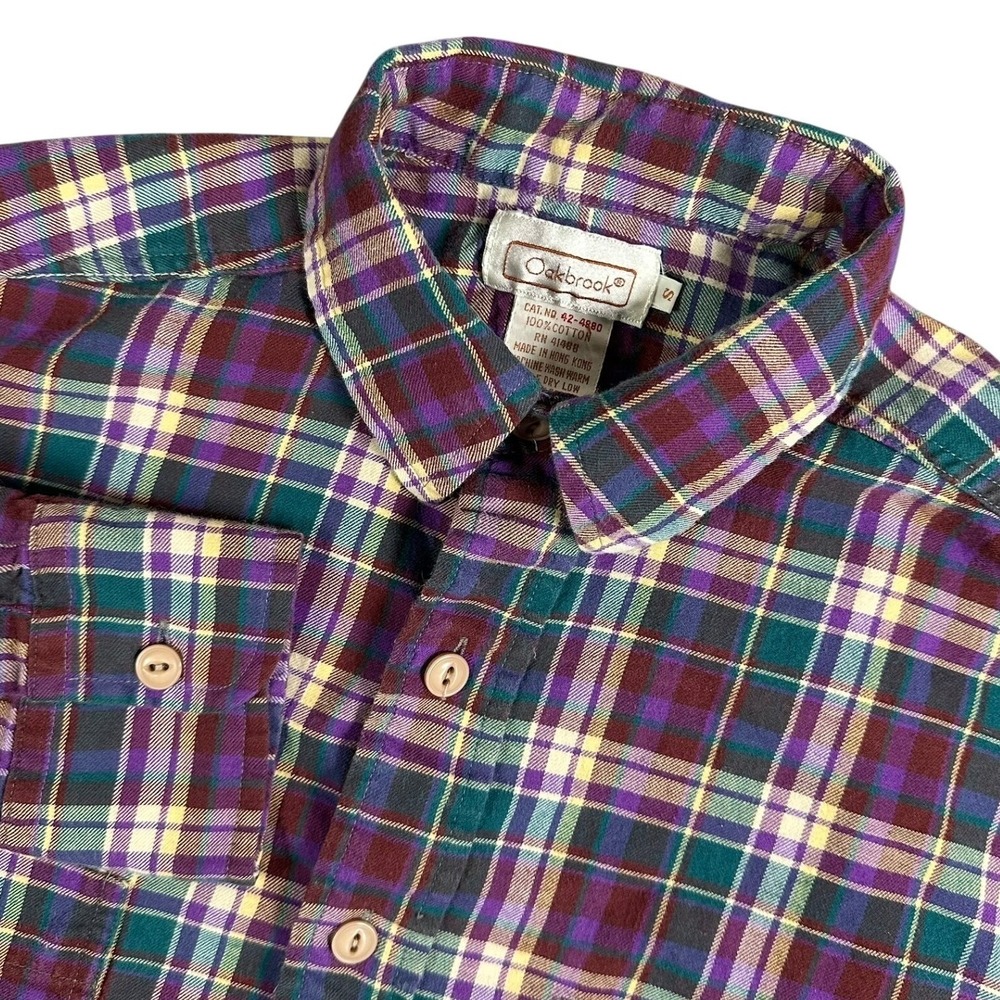 VTG Oakbrook Plaid Flannel Shirt Mens Long Sleeve Button Up‎ Classic Fit Size S